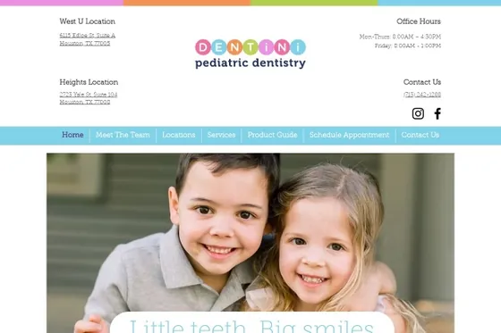Dentini Pediatric Dentistry website screenshot